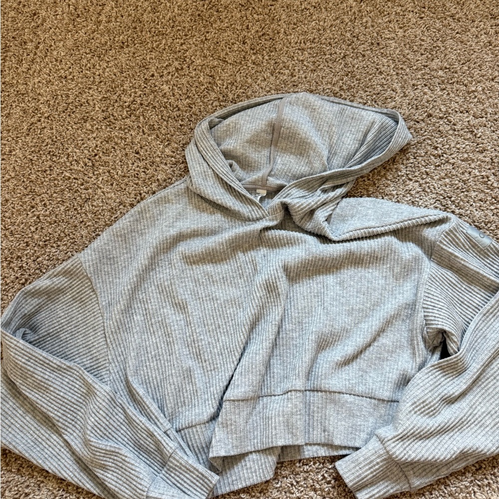 Grey Alo Yogo cropped sweater